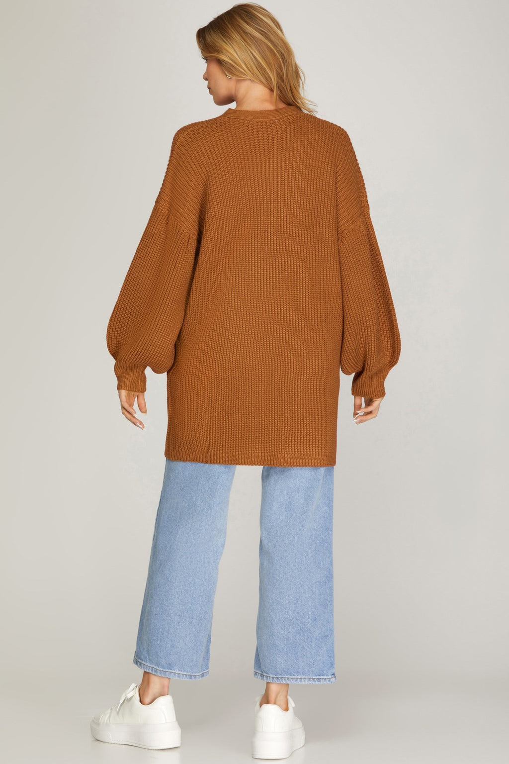 Drop Shoulder Sweater Cardigan - Artemisia Clothing Shop