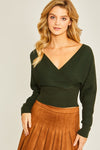 Surplice Neckline Ribbed Sweater