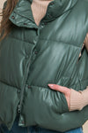 Faux Leather Padded Vest - Artemisia Clothing Shop