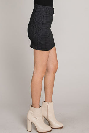 Checkered Belted Skirt - Artemisia Clothing Shop