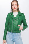 Faux Leather Biker Jacket - Artemisia Clothing Shop