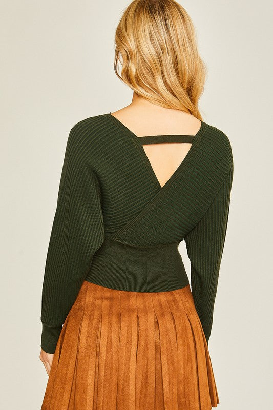Surplice Neckline Sweater - Artemisia Clothing Shop