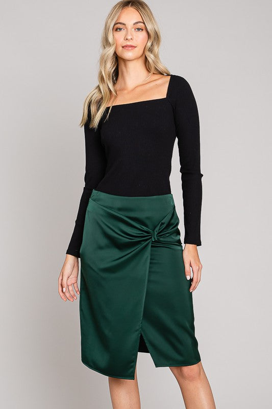 Classy Satin Draped Skirt - Artemisia Clothing Shop