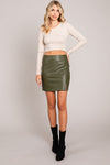Pleather Side Slit Mini Skirt - Artemisia Clothing Shop