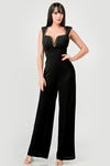 Crepe Gold Chain Trim Detail Jumpsuit