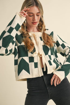 Bow Front Crop Sweater Cardigan