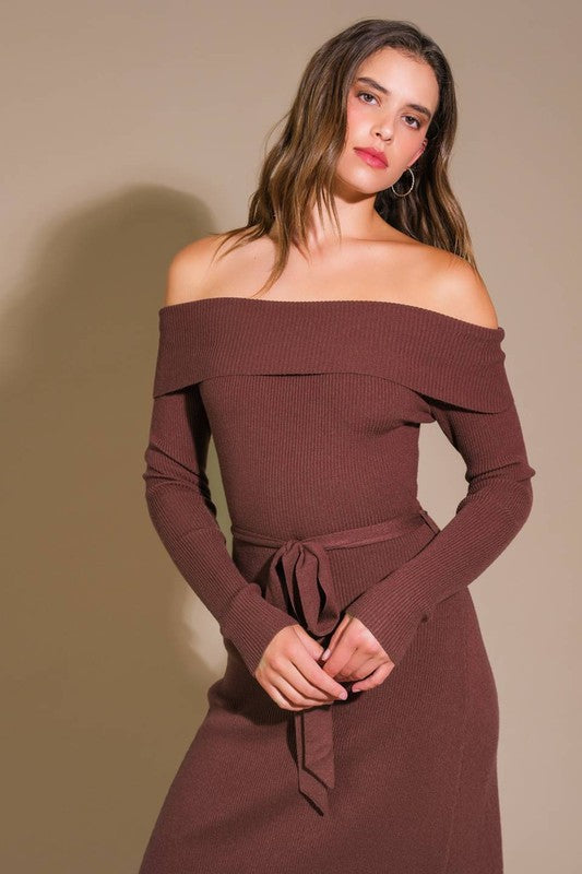 Ribbed Sweater Knit Midi Dress