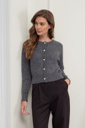 Pearl Button Heathered Cardigan