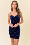 Bodycon Dress Velvet Navy wirg Sparkles