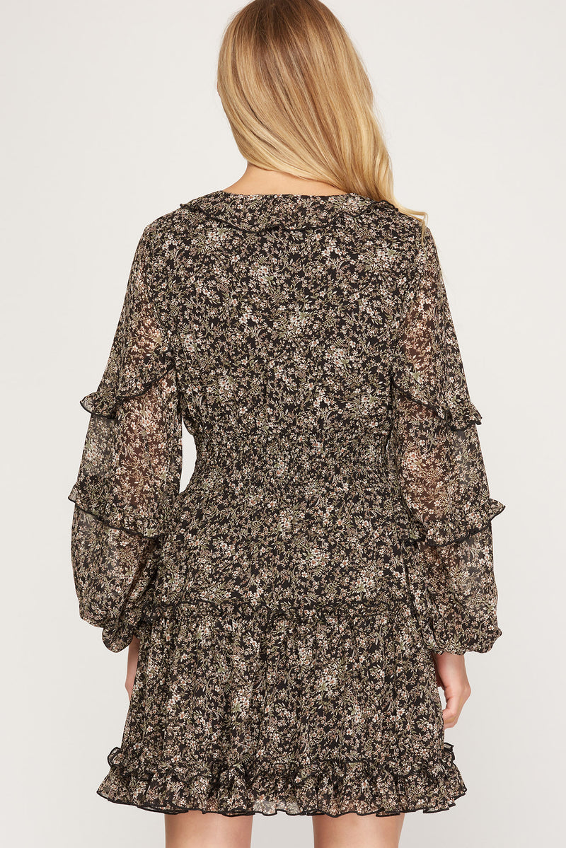 Ruffled Surplice Mini Dress - Artemisia Clothing Shop