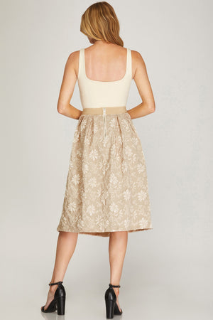 Jacquard Floral Print Skirt - Artemisia Clothing Shop