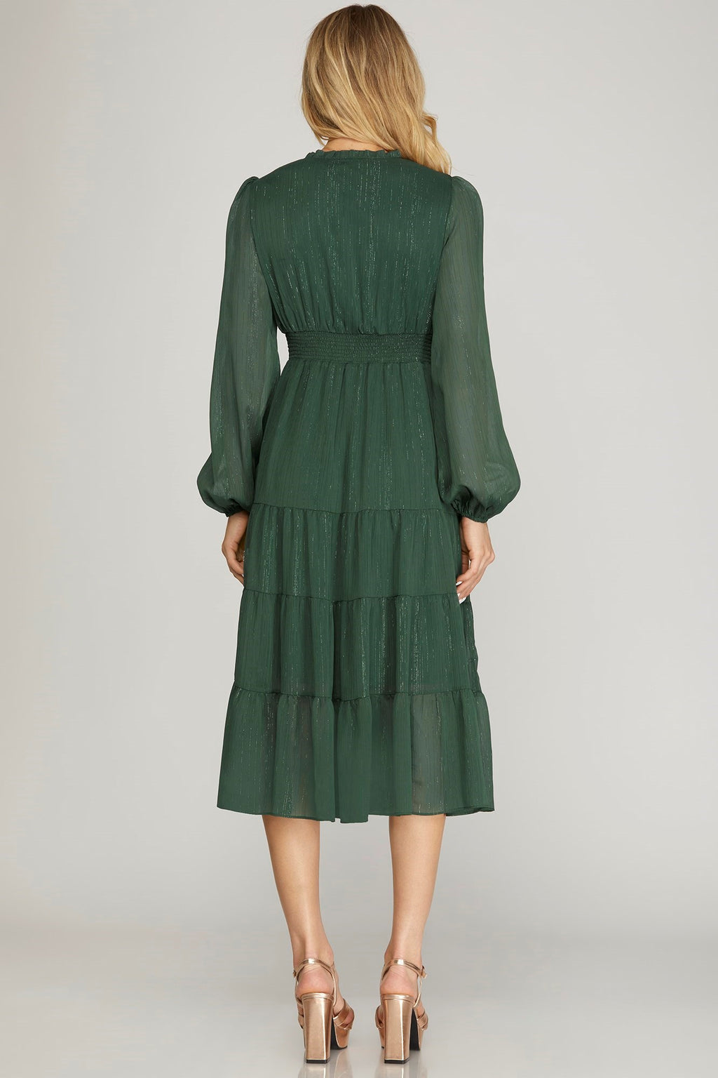 Shiny Textured Midi Dress - Artemisia Clothing Shop