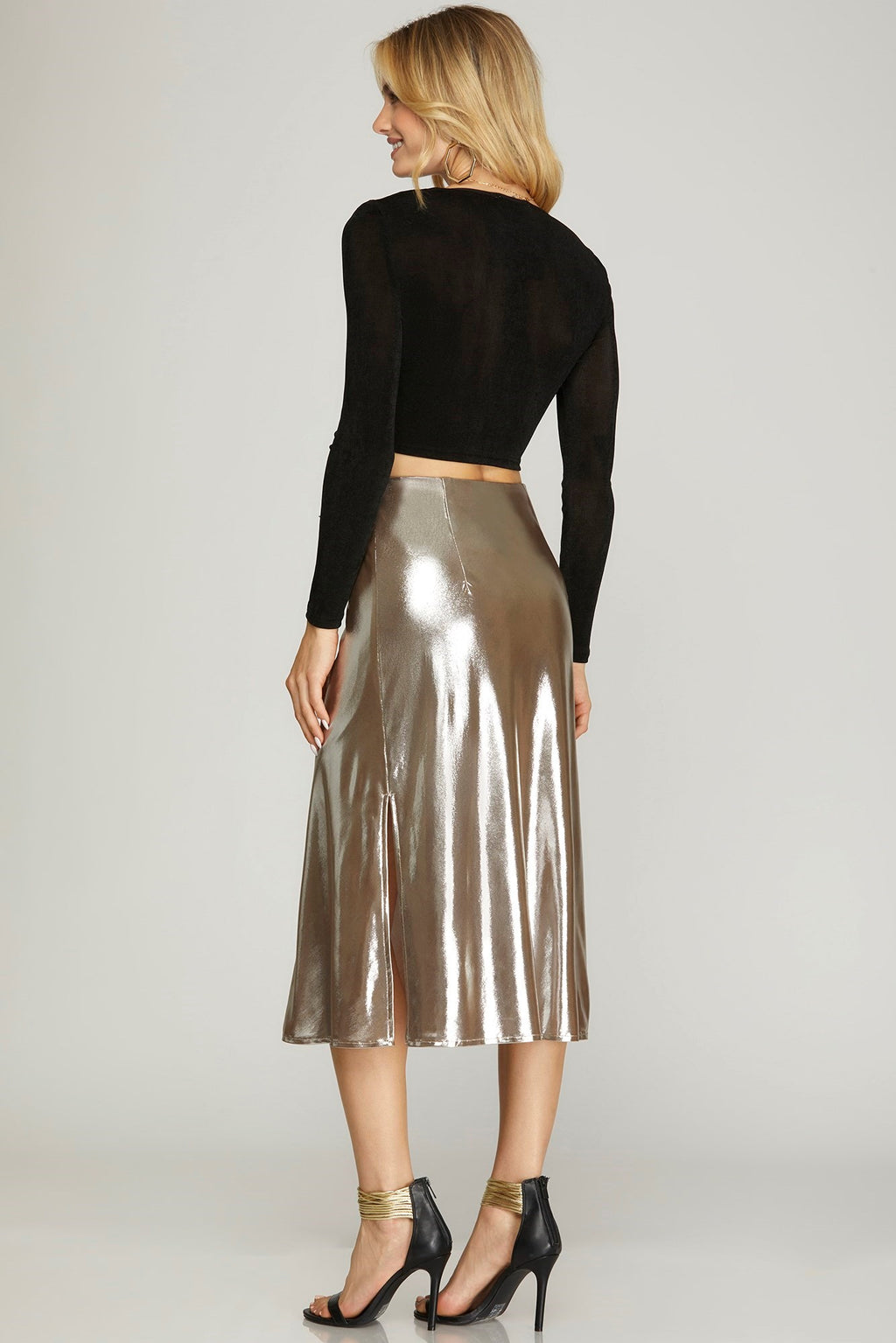 Stunning Metallic Midi Skirt - Artemisia Clothing Shop