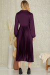 Surplice Satin Pleated Dress - Artemisia Clothing Shop