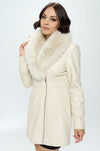 Vegan Leather Coat with Faux Fur Collar - Artemisia Clothing Shop