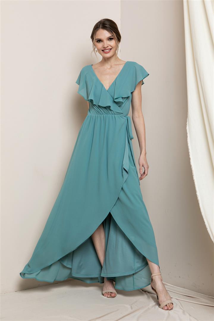 Ruffle Neck Maxi Dress - Artemisia Clothing Shop